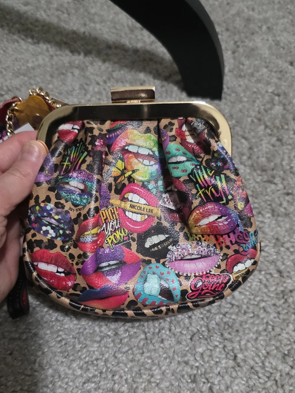 Nicole Lee Printed Coin Purse Collection Wristlet All Emotion with Bag Charms - Picture 7 of 13